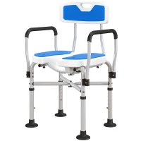 HOMCOM Upgraded Shower Chair Non-slip Bath Chair with U-shaped Shower Seat and Crossing Bars, Dark Blue(m-2)