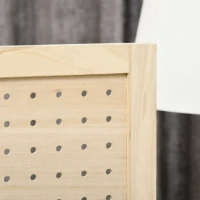 HOMCOM 4.7' 4 Panel Wooden Room Divider with Pegboard Display, Folding Privacy Screen for Home Office, Natural(m-8)