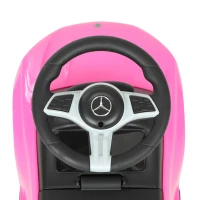 Qaba 3 in 1 Toddler Push Car Licensed Mercedes-Benz with Push Handle, Canopy, Guardrails, Horn, Music for 18-36 Months, Pink(m-11)