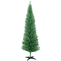 HOMCOM 7ft Unlit Pencil Artificial Christmas Tree with Realistic Branches and 499 Tips, Plastic Base, Light Green(m-11)