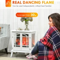HOMCOM Electric Fireplace Heater, Freestanding Fireplace Stove with Realistic LED Log Flames and Overheating Safety Protection, 1400W, White(m-4)
