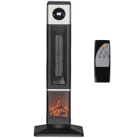 HOMCOM 31" Freestanding Electric Heater with Oscillation, Remote Control & 12H Timer for Indoors, 1400W, Black(m-1)