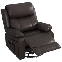 HOMCOM PU Leather Reclining Chair with Vibration Massage Recliner, Swivel Base, Rocking Function, Remote Control, Brown(m-2)