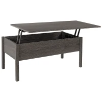 HOMCOM 39" Modern Lift Top Coffee Table Desk with Hidden Storage Compartment for Living Room, Light Grey Woodgrain(m-11)