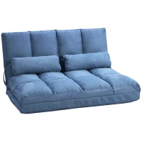 HOMCOM Convertible Recliner Sofa, Folding Floor Sofa Chair with Adjustable Backrest and Headrest, Blue(m-11)