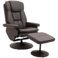 HOMCOM PU Leather Recliner Chair with Ottoman, Swivel Recliner and Ottoman with Round Wrapped Base for Living Room, Brown(m-11)