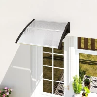 Outsunny Awning Door Canopy, 40.6" x 38" Polycarbonate Front Door Outdoor Patio Cover with Hollow Sheet for UV Protection, Clear(m-1)