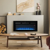 HOMCOM 40" 1500W Recessed and Wall Mounted Electric Fireplace Inserts with Remote, Adjustable Flame Color and Brightness, Cryolite-Effect Rocks, Black(m-2)