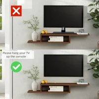 HOMCOM Wall Mounted Media Console, Floating Stand Component Shelf, Entertainment Center Unit, Walnut(m-5)