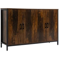 HOMCOM Industrial Sideboard Buffet Cabinet with Doors, Kitchen Cabinet, Coffee Bar Cabinet with Adjustable Shelves, Rustic Brown(m-1)