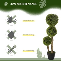 HOMCOM 35.5" Artificial Ball Boxwood Topiary Tree Fake Plant in Pot for Indoor Outdoor Living Room Decoration Light Green(m-6)