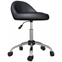 HOMCOM Salon Stool, Adjustable Rolling Stool, Black(m-9)