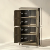 HOMCOM Bathroom Floor Storage Cabinet, Farmhouse Bathroom Cabinet with 4 Doors and Adjustable Shelf, Brown(m-3)