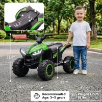 Aosom Kids ATV 4 Wheeler, 12V Kids Ride On Toy with Dual Motors, High & Low Speed, Music, Headlights, Up to 3.7 MPH, Green(m-3)