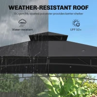 Outsunny 10' x 10' Gazebo, Soft Top Outdoor Gazebo with 2-Tier Roof, Metal Frame, Black(m-4)