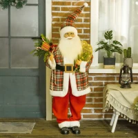 HOMCOM Life Size Singing and Dancing Santa Claus, Standing Animated Santa Claus with Posable Arms, Sack, Sound Activated(m-1)