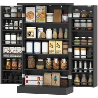 HOMCOM Freestanding Kitchen Pantry Storage Cabinet Kitchen Cabinet with 5-Tier Shelf 12 Spice Racks Adjustable Shelves Black(m-2)