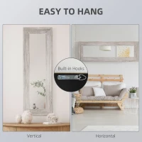 HOMCOM Rustic Wall Hanging and Leaning Floor Full Length Mirror, Gray(m-6)