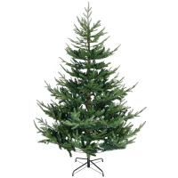 HOMCOM 6 Foot Artificial Christmas Tree, Nordic Pine Hinged Xmas Tree with 795 Realistic Branches, Wide Steel Base, Auto Open, Green(m-11)