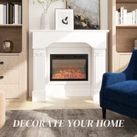HOMCOM Baroque Fireplace Mantle, Freestanding Fireplace Surround for Electric Fireplaces, 43.3" W x 42.8" H, White(m-4)