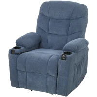 HOMCOM Power Recliner Chair with Massage, Electric Lift Chair for Elderly with Side Pockets, Cup Holders, Remote, Blue(m-2)