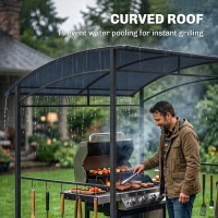 Outsunny 7' x 5' BBQ Grill Gazebo Tent, Garden Grill Canopy with Steel Frame and Hooks, Outdoor Sun Shade, Grey(m-7)