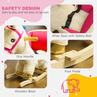 Qaba Kids Rocking Horse, Unicorn with Realistic Sound, Safety Belt & Wooden Base for 18-36 Months(m-5)