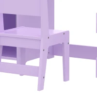 Qaba Kids Vanity Set, Toddler Dressing Table and Chair Set  with Lighted Mirror, Cabinet, Drawer and Shelves, Purple(m-10)