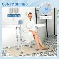 HOMCOM Bath Seat with Adjustable Height, Anti-slip, HDPE Padded Shower Chair with Arms and Back, Light Blue(m-8)