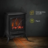 HOMCOM Free Stand Electric Fireplace Stove Heater with Adjustable LED Flame Effect and Front Door, 750W/1500W, Black(m-4)