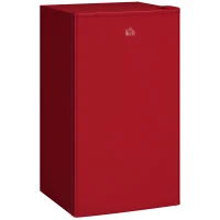 HOMCOM Compact Refrigerator, Mini Fridge with Freezer, Adjustable Shelf, Mechanical Thermostat and Reversible Door, Red(m-9)