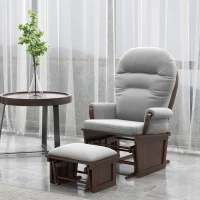 HOMCOM Rocking Chair Set with Ottoman, Nursery Glider Rocker with Footrest, Padded Cushion Seating and Wood Base, Light Gray(m-10)