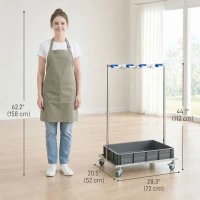 HOMCOM Cleaning Rolling Janitor Cart with Locking Wheels Cleaning Cart with Integrated Drip Tray 4 Casters(m-3)