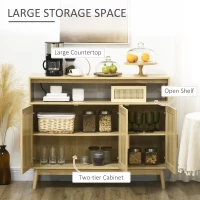 HOMCOM Boho Sideboard Buffet Cabinet with Rattan Doors, Natural(m-4)