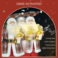 HOMCOM Life Size Singing and Dancing Santa Claus, Standing Animated Santa Claus with Posable Arms, Sack, Sound Activated(m-5)