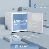 HOMCOM 1.1 Cu.Ft Countertop Mini Freezer, Compact Upright Freezer with Removable Shelves, White(m-3)