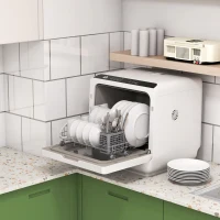 HOMCOM Portable Dishwasher, Counter Dishwasher with 4 Place Settings, 5 Washing Programs, Air-Dry Function, 6L Water Tank(m-1)
