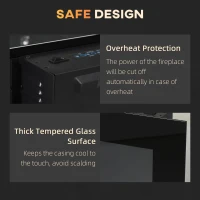 HOMCOM 36" Wall-Mounted Electric Fireplace, 750/1500W Fireplace Heater with Flame Effect, 7 Color Background Light and Side Light, Black(m-6)