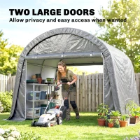 Outsunny 10' x 10' Outdoor Storage Tent, Heavy Duty and Waterproof Portable Shed for Bike, Motorcycle & Garden Tools, Light Grey(m-6)