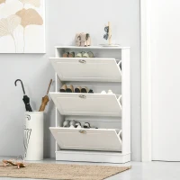 HOMCOM Shoe Cabinet, Narrow Shoe Storage Cabinet with 3 Flip Drawers, Holds 12 Pairs for Entryway, Hallway, White(m-7)