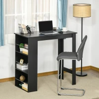 HOMCOM Modern Bar Table Counter Height Dining Table with 3 Storage Shelves for Kitchen, Dining Room, Living Room, Black(m-10)
