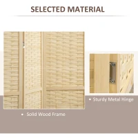 HOMCOM 4-Panel Room Divider, 5.6 FT Bamboo Freestanding Folding Privacy Screen for Indoor Bedroom Office, Natural Wood(m-5)