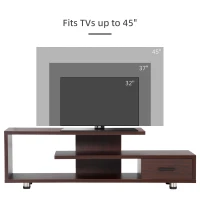 HOMCOM Modern TV Stand for TVs up to 45", TV Cabinet with Storage Shelf and Drawer, Entertainment Center for Living Room Bedroom, Walnut(m-6)