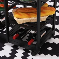HOMCOM Rolling Kitchen Island Trolley Serving Cart Wheeled Storage Cabinet w/ Basket Shelves and Drawers Black(m-10)