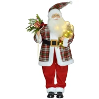 HOMCOM Life Size Singing and Dancing Santa Claus, Standing Animated Santa Claus with Posable Arms, Sack, Sound Activated(m-9)