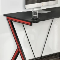 HomCom 41 inch Gaming Computer Desk, Home Office Gamer Table Workstation with Cup Holder, Headphone Hook, Cable Management, Carbon Fiber Surface(m-8)