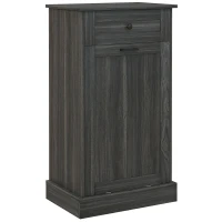 HOMCOM Kitchen Tilt Out Trash Bin Cabinet, Free Standing Recycling Cabinet, Trash Can Holder with Drawer, Charcoal Grey(m-9)