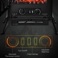 HOMCOM Free Stand Electric Fireplace Stove Heater with Adjustable LED Flame Effect and Front Door, 750W/1500W, Black(m-6)