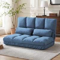 HOMCOM Convertible Recliner Sofa, Folding Floor Sofa Chair with Adjustable Backrest and Headrest, Blue(m-10)