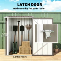 Outsunny 3.3' x 3.4' Lean-to Outdoor Garden Storage Shed, Galvanized Steel with Lockable Door for Patio Brown and White(m-5)